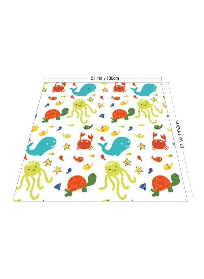Womumon Splat Mat for Under Highchair/Arts/Crafts, WOMUMON Baby Reusable Waterproof Anti-Slip Floor Splash Mat, Portable Play Mat and Table Cover (51", Seaworld) - Image 2