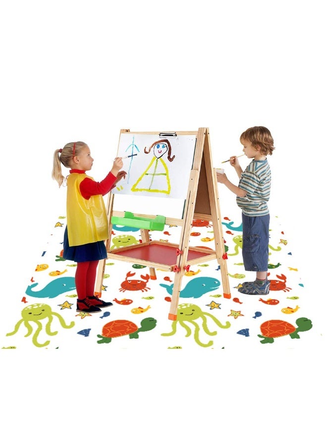 Womumon Splat Mat for Under Highchair/Arts/Crafts, WOMUMON Baby Reusable Waterproof Anti-Slip Floor Splash Mat, Portable Play Mat and Table Cover (51", Seaworld) - Image 5