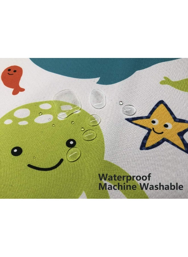 Womumon Splat Mat for Under Highchair/Arts/Crafts, WOMUMON Baby Reusable Waterproof Anti-Slip Floor Splash Mat, Portable Play Mat and Table Cover (51", Seaworld) - Image 3