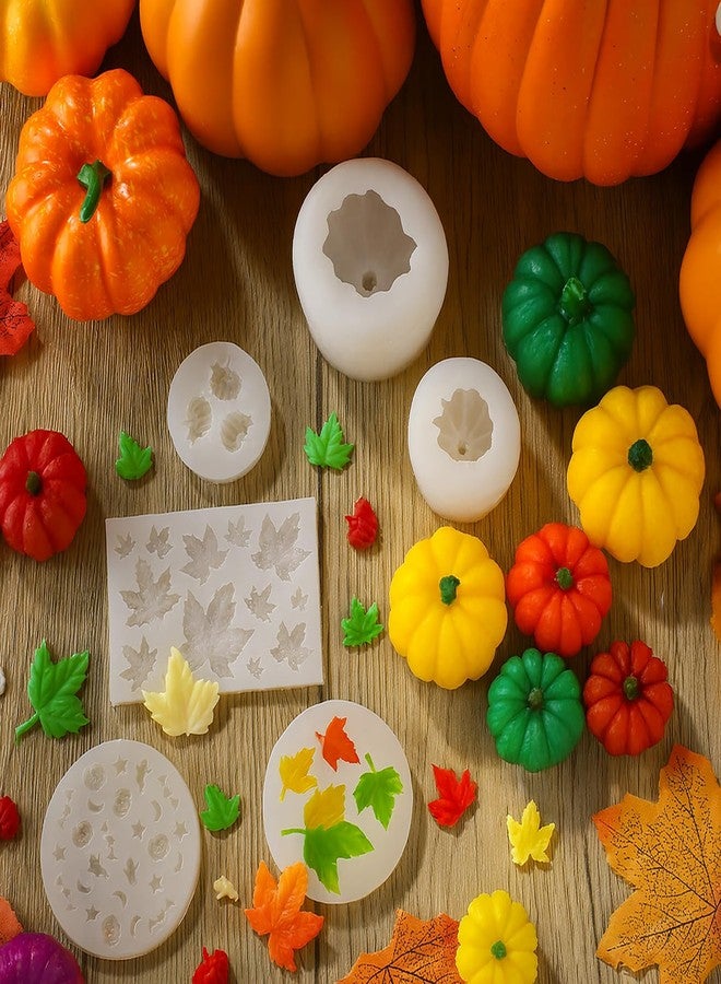 Janinka 108 Pcs Thanksgiving Fall Pumpkin Silicone Candle Molds Set 3D DIY Craft Resin Pumpkin Molds Making Kit with Maple for Craft Harvest Making Fondant Soap Autumn Candy Clay Tools - Image 5