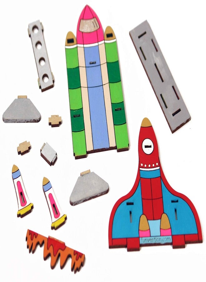 Funvention Space Shuttle - 3D Coloring Model (Pack of 12) - DIY Desk Organizer Pen Stand - STEM Leanring 3D Puzzle Toy - Art, Coloring and Painting Kit for Kids -Birthday Return Gift,Kids Party Pack - Image 5
