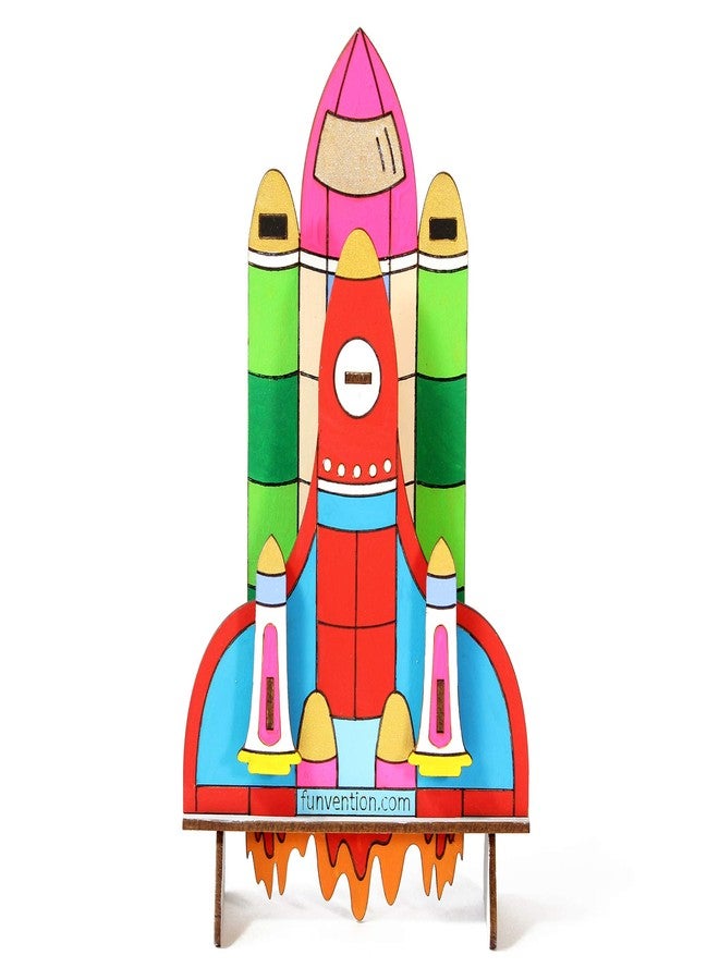 Funvention Space Shuttle - 3D Coloring Model (Pack of 12) - DIY Desk Organizer Pen Stand - STEM Leanring 3D Puzzle Toy - Art, Coloring and Painting Kit for Kids -Birthday Return Gift,Kids Party Pack - Image 4