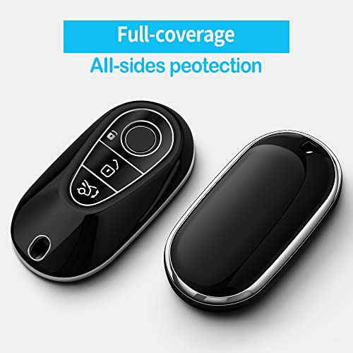 Autophone for Mercedes Benz Key Fob Cover with Keychain Soft TPU 360 Degree Protection Key Shell Case for 2020-2025 Mercedes Benz S-Class G-Class E-Class(Black)… - Image 3