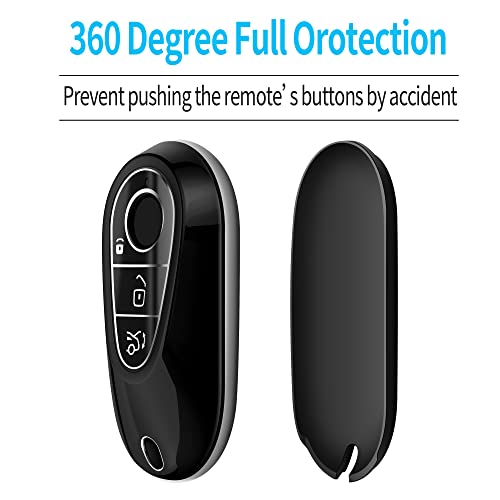 Autophone for Mercedes Benz Key Fob Cover with Keychain Soft TPU 360 Degree Protection Key Shell Case for 2020-2025 Mercedes Benz S-Class G-Class E-Class(Black)… - Image 4