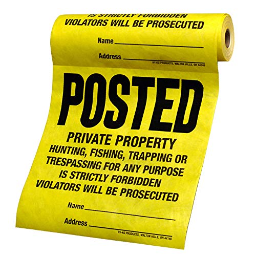 Hy-Ko Products TSR-100 Posted Private Property Tyvek Sign Roll 11" x 11" Yellow, 100 Pieces - Image 3