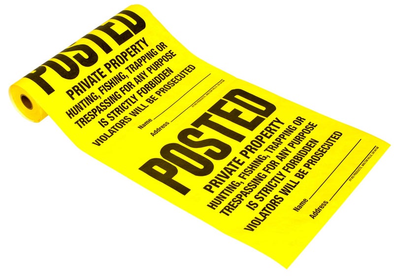 Hy-Ko Products TSR-100 Posted Private Property Tyvek Sign Roll 11" x 11" Yellow, 100 Pieces - Image 1