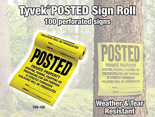 Hy-Ko Products TSR-100 Posted Private Property Tyvek Sign Roll 11" x 11" Yellow, 100 Pieces - Image 2