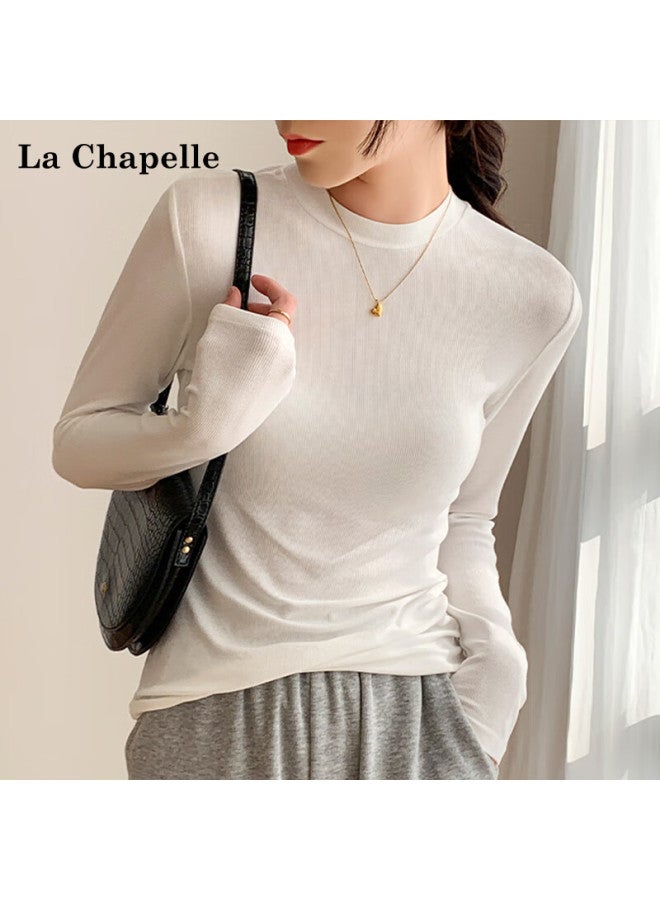 La Chapelle Women's Black Slim Fit Long Sleeve Turtleneck Base Layer T-shirt For Spring And Autumn, Size 2XL - Image 3
