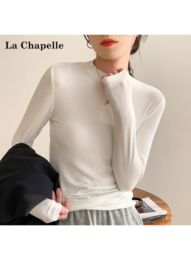 La Chapelle Women's Black Slim Fit Long Sleeve Turtleneck Base Layer T-shirt For Spring And Autumn, Size 2XL - Image 4