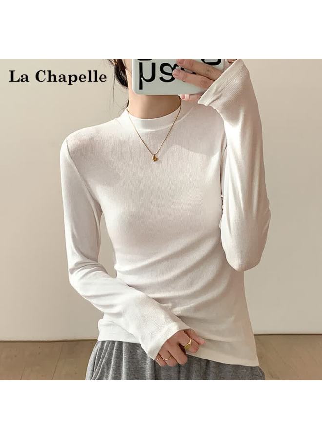 La Chapelle Women's Black Slim Fit Long Sleeve Turtleneck Base Layer T-shirt For Spring And Autumn, Size 2XL - Image 2