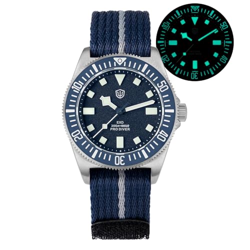 watchdives 40mm EXD Titanium Diver Watch Japan VH31 Sweep Second Quartz Watches Sapphire Crystal Wristwatch Analog Luminous Waterproof Watch for Men (Silver Blue) - Image 3