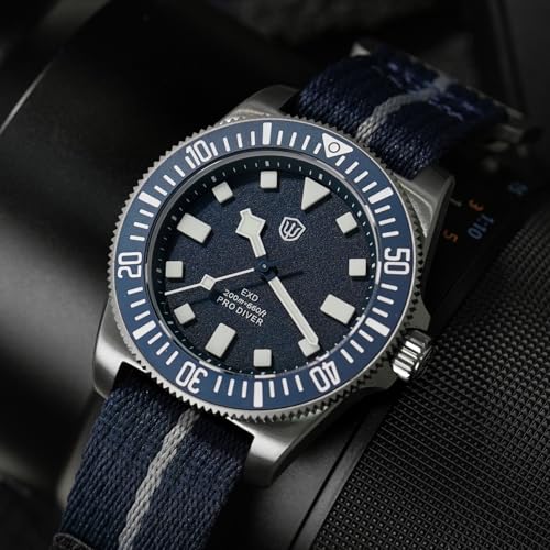 watchdives 40mm EXD Titanium Diver Watch Japan VH31 Sweep Second Quartz Watches Sapphire Crystal Wristwatch Analog Luminous Waterproof Watch for Men (Silver Blue) - Image 4