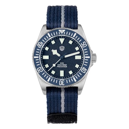 watchdives 40mm EXD Titanium Diver Watch Japan VH31 Sweep Second Quartz Watches Sapphire Crystal Wristwatch Analog Luminous Waterproof Watch for Men (Silver Blue) - Image 1