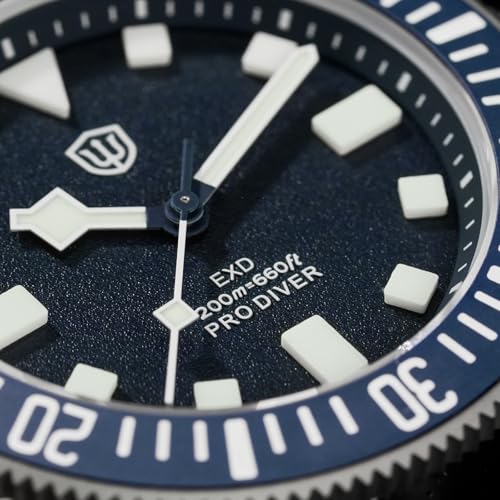 watchdives 40mm EXD Titanium Diver Watch Japan VH31 Sweep Second Quartz Watches Sapphire Crystal Wristwatch Analog Luminous Waterproof Watch for Men (Silver Blue) - Image 5