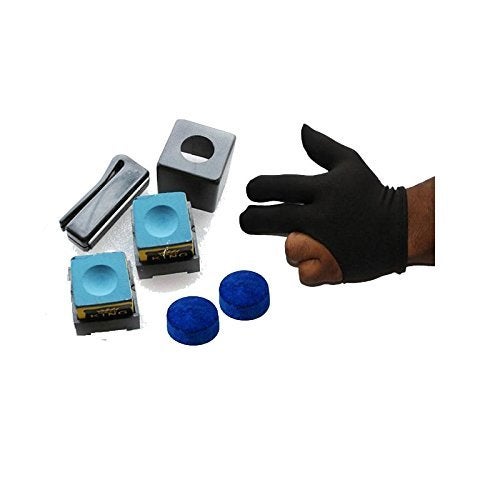 Laxmi Ganesh Billiard Plastic Chalk Holder 2pcs Chalk 2pcs Tip Gloves