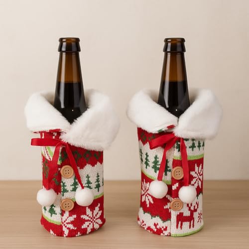 CORALTREE Christmas Santa Wine Bottle Cover set of 2 - Image 2