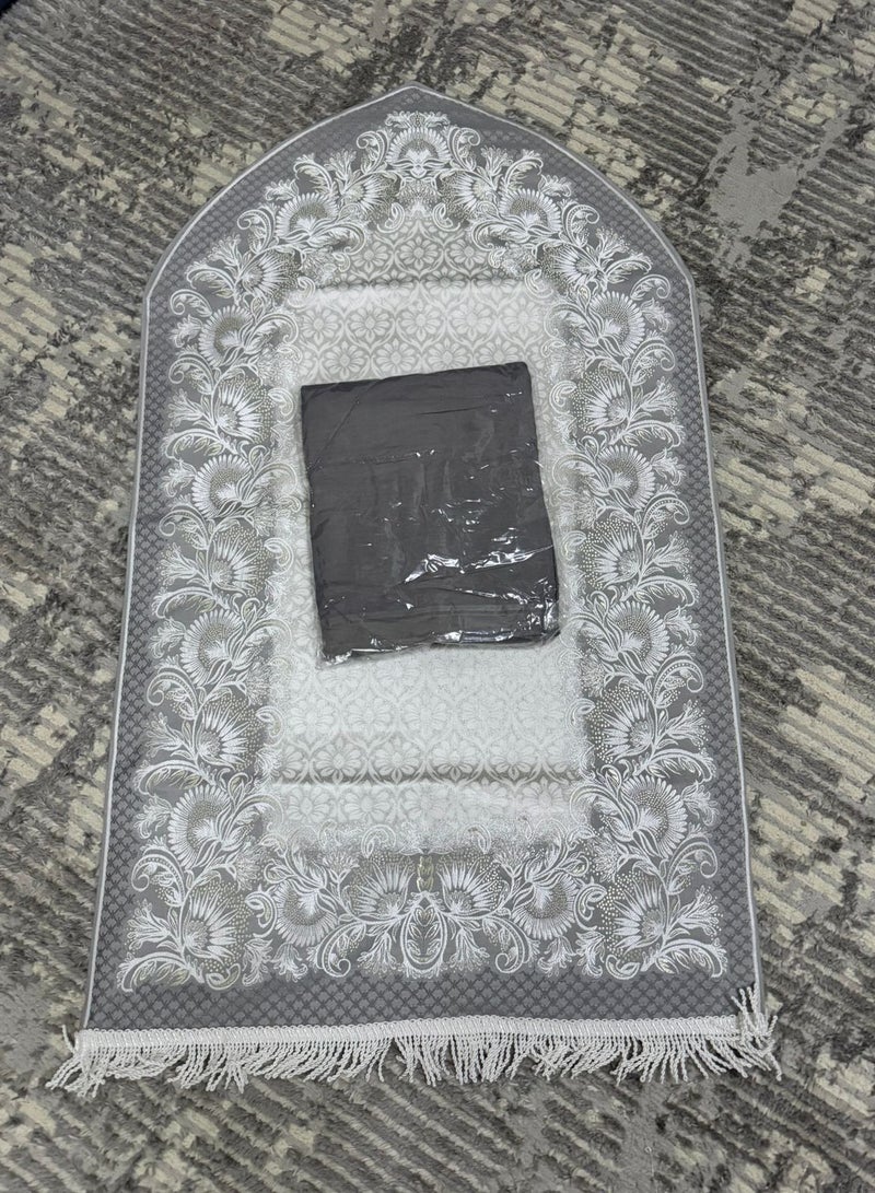 Embroidered jacquard prayer rug with Jalal open prayer sheet - Image 1