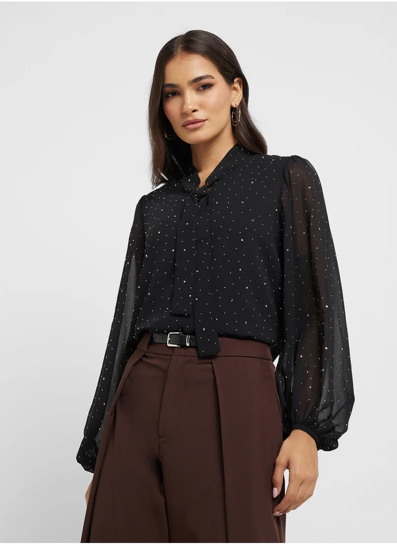 ايلا Puff Sleeved Polka Top