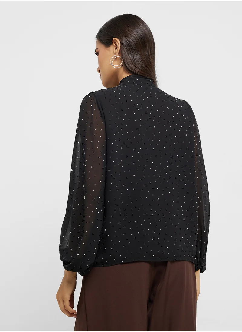 ايلا Puff Sleeved Polka Top