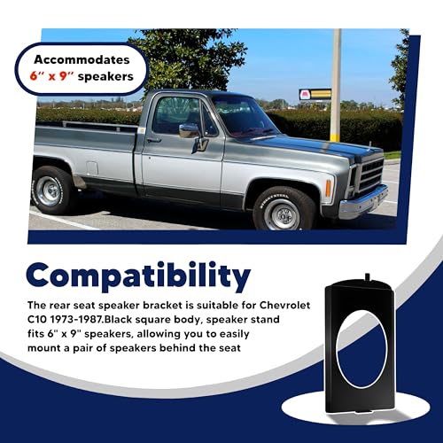 VONLX Speaker Bracket Behind The Seat, Behind Seat Speaker Brackets 6x9 Fit for Chevy 1973-1987 GMC C10 Squarebody 6x9 Speakers Black - Image 4