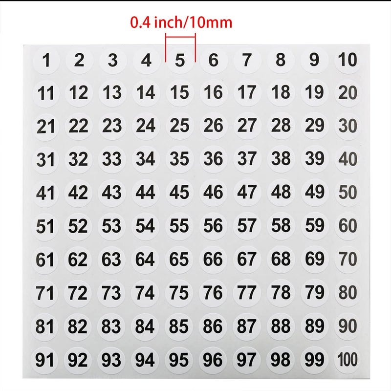 كلاراكو ملصق رقمي من 1 إلى 200، 20 ورقة من الفينيل، ملصق رقمي مستمر، 0.4 بوصة، ملصق رقمي دائري صغير، ملصق ذاتي اللصق، ملصق تشطيب للتخزين (10 ورقات من 1 إلى 100 و10 ورقات من 101 إلى 200) - Image 2