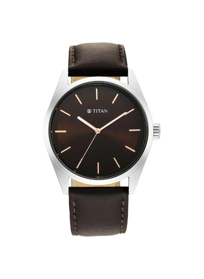 TITAN ساعة يد جلدية للرجال بتصميم دائري تناظري - 1866SL02 - 47 مم - Image 2