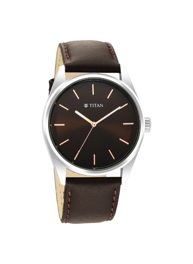 TITAN ساعة يد جلدية للرجال بتصميم دائري تناظري - 1866SL02 - 47 مم - Image 1