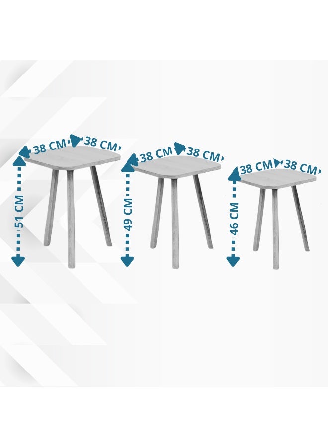 بكسل للأثاث طقم طاولات تركية لتقديم القهوة والشاي بتصميم مربع 3 قطع من بكسل الأثاث - Image 3