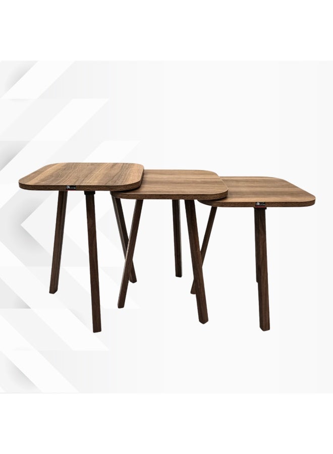 بكسل للأثاث طقم طاولات تركية لتقديم القهوة والشاي بتصميم مربع 3 قطع من بكسل الأثاث - Image 1