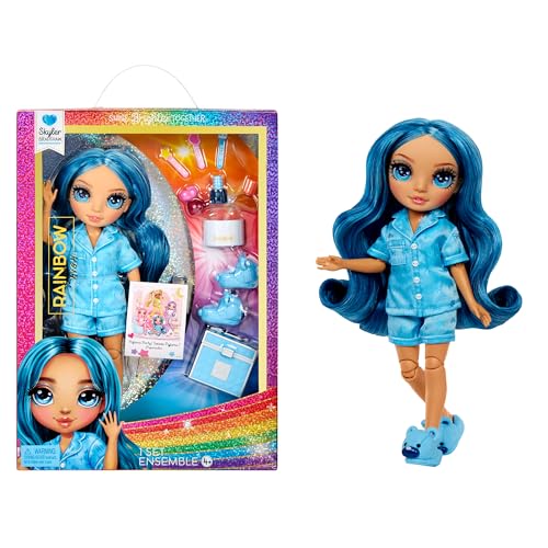 Rainbow High Jr High PJ Party - Skyler, Blue 9" Posable Fashion Doll with Soft Onesie, Slippers, Fun Play Accessories, Great Toy Gift for Girls Kids Ages 4-12 Years - Image 1