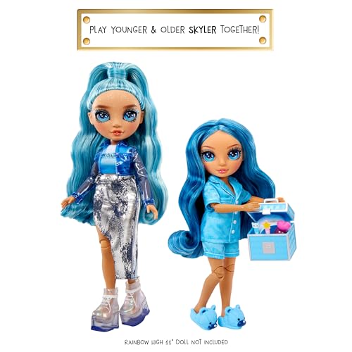 Rainbow High Jr High PJ Party - Skyler, Blue 9" Posable Fashion Doll with Soft Onesie, Slippers, Fun Play Accessories, Great Toy Gift for Girls Kids Ages 4-12 Years - Image 4