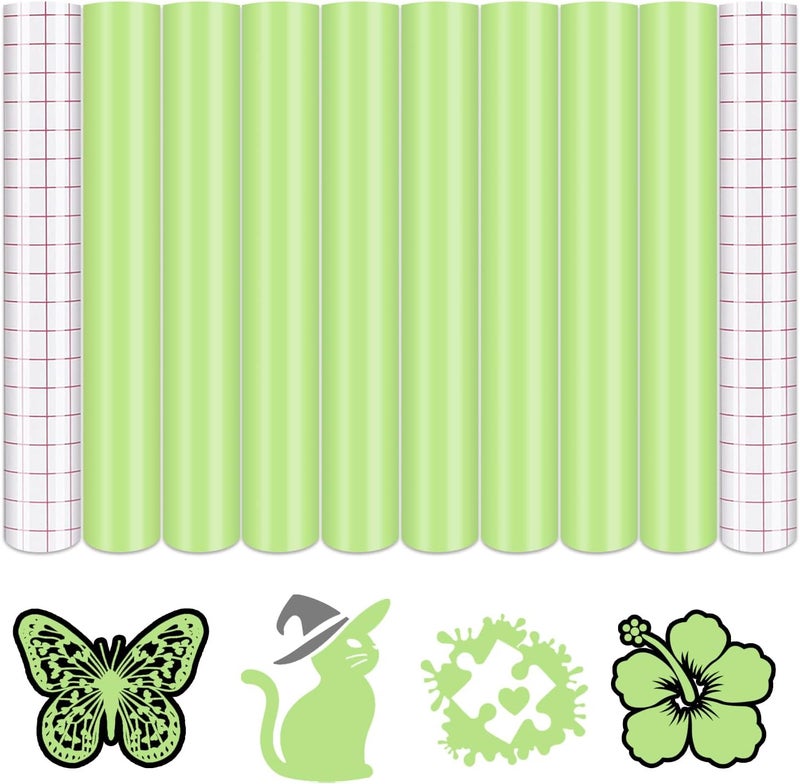 Tintnut Boho Permanent Vinyl - 8 Sheets, 12"x10" Lime Green Adhesive Vinyl, Compatible with Cricut and Silhouette - Image 1