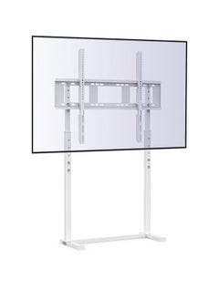 White TV Floor Stand Free Standing TV Mount Bracket Height Adjustable Tall TV Stand for 32”-100” Flat Panel LED LCD Screens Max VESA 800x400 up to Loading Weight 40KG