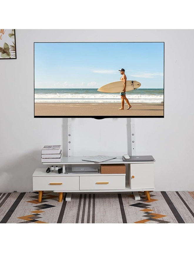 Generic - White TV Floor Stand Free Standing TV Mount Bracket Height Adjustable Tall TV Stand for 32”-100” Flat Panel LED LCD Screens Max VESA 800x400 up to Loading Weight 40KG - Image 1