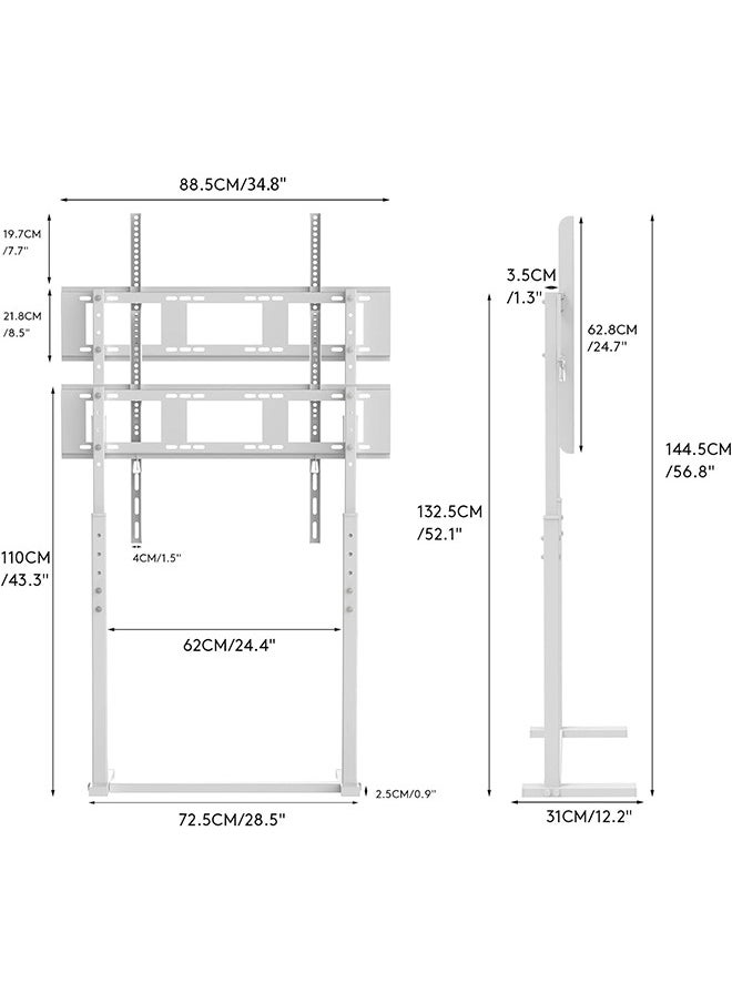 Generic - White TV Floor Stand Free Standing TV Mount Bracket Height Adjustable Tall TV Stand for 32”-100” Flat Panel LED LCD Screens Max VESA 800x400 up to Loading Weight 40KG - Image 1