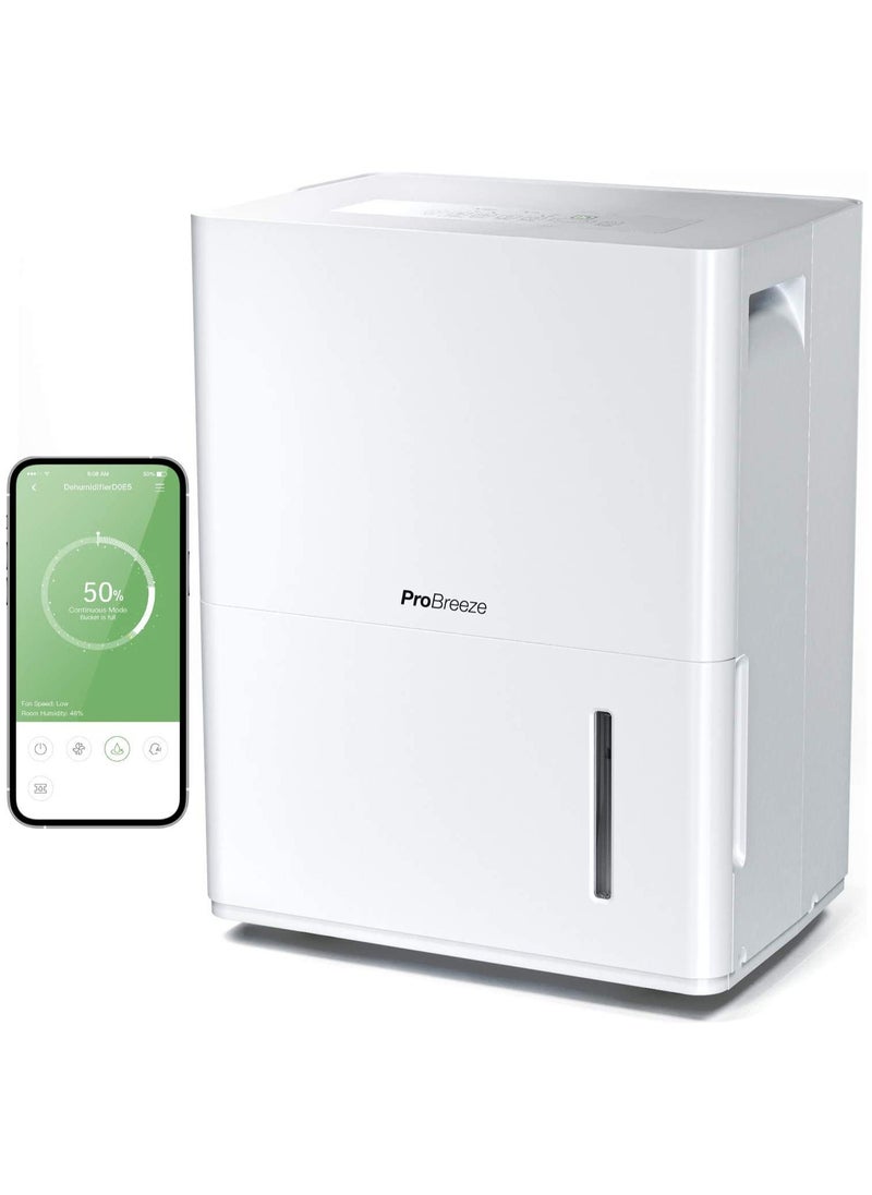 Pro Breeze - 30L a Day Smart Dehumidifier with Wifi Smart App Control, Digital Humidity Display, Continuous Drainage, 24 Hour Timer and Auto Defrost Function, Ideal for Damp and Condensation - Image 1