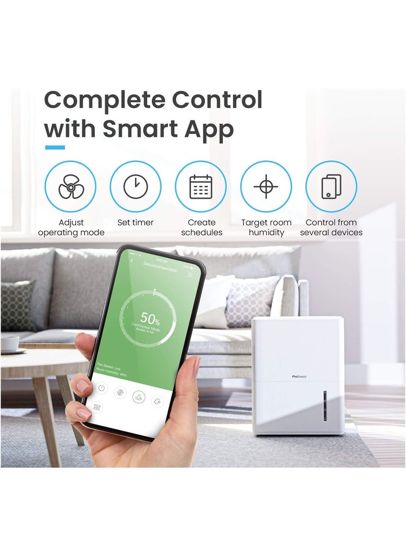 Pro Breeze - 30L a Day Smart Dehumidifier with Wifi Smart App Control, Digital Humidity Display, Continuous Drainage, 24 Hour Timer and Auto Defrost Function, Ideal for Damp and Condensation - Image 1