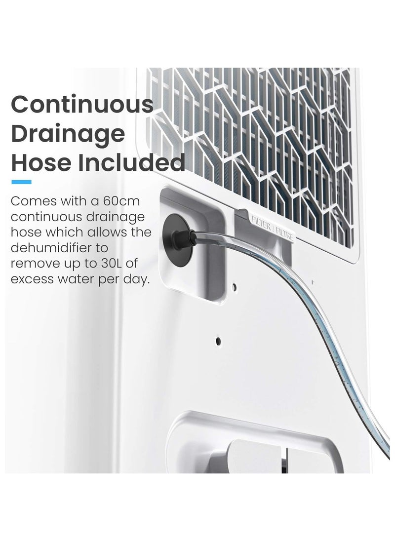Pro Breeze - 30L a Day Smart Dehumidifier with Wifi Smart App Control, Digital Humidity Display, Continuous Drainage, 24 Hour Timer and Auto Defrost Function, Ideal for Damp and Condensation - Image 1