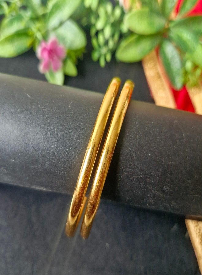 طقم أساور ذهبية سادة من AAIKU، وزن 1 غرام، للاستخدام اليومي، وللمكتب، ولحفلات الزفاف، للنساء والفتيات، ويمكن استخدامه بسهولة في الماء (2، 2.8). - Image 5