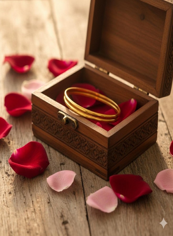 طقم أساور ذهبية سادة من AAIKU، وزن 1 غرام، للاستخدام اليومي، وللمكتب، ولحفلات الزفاف، للنساء والفتيات، ويمكن استخدامه بسهولة في الماء (2، 2.8). - Image 3