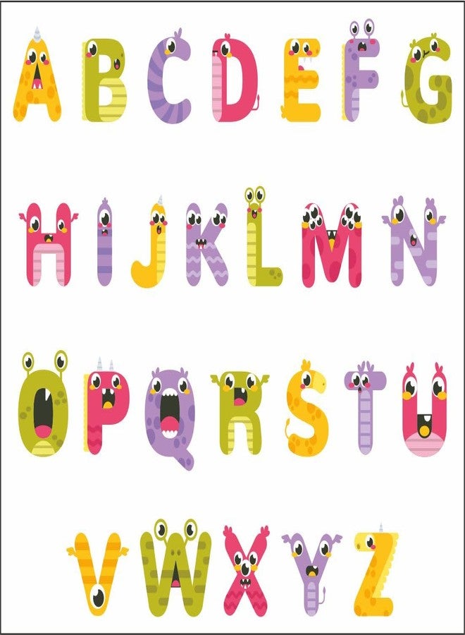 Monk wish Monster Alphabet Wall Decals, Educational Kids Room Decor, 104 x 86 cm, Multicolour - Image 1
