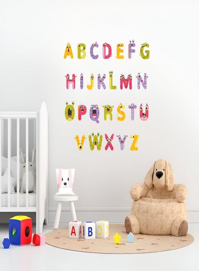 Monk wish Monster Alphabet Wall Decals, Educational Kids Room Decor, 104 x 86 cm, Multicolour - Image 4