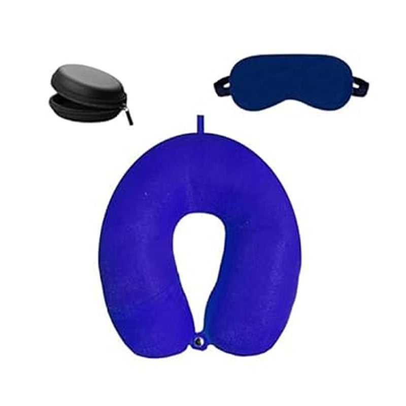 BigPlayer BigPlayer Premium Neck Pillow with Eye Mask for Travel Comfort Car Neck Rest Car Pillow Flight and Train Accessory Pillow for Neck Pain Relief Neck Pillow for Sleeping Pack of 1 Set - Image 1