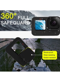 TLAXCA مجموعة الملحقات لـ Go Pro Hero 12/Hero 11/Hero 10/Hero 9 باللون الأسود، عبوتان (6 قطع) واقي شاشة من السيليكون مع غطاء للعدسة وحبل لكاميرا الحركة السوداء Hero 12/11/10/9  - Image 3