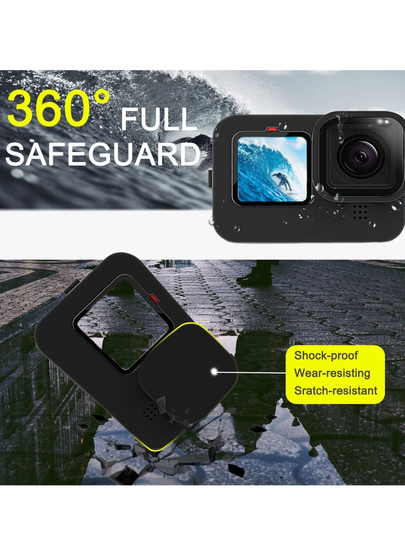 TLAXCA Accessories Kit for Go Pro Hero 12/Hero 11/Hero 10/Hero 9 Black,2-Pack(6pcs) Screen Protector Silicone Sleeve Protective Case with Lens Cover Cap Lanyard for Hero 12/11/10/9 Black Action Camera  - Image 3