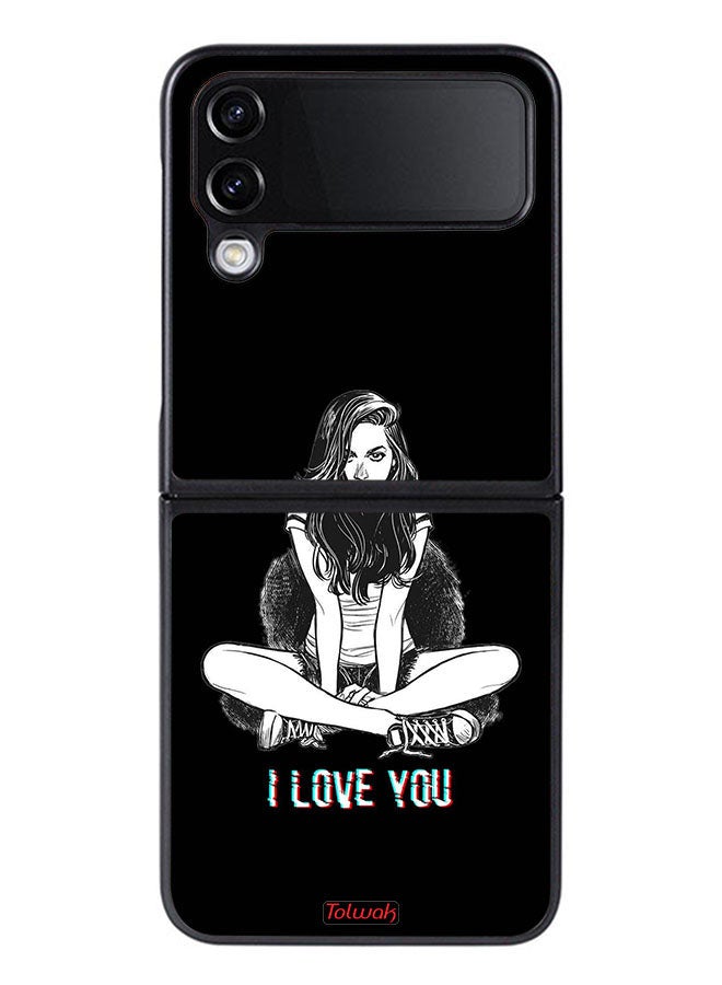 Tolwak Samsung Galaxy Z Flip 4 Protective Case Cover I Love You Art - Image 1