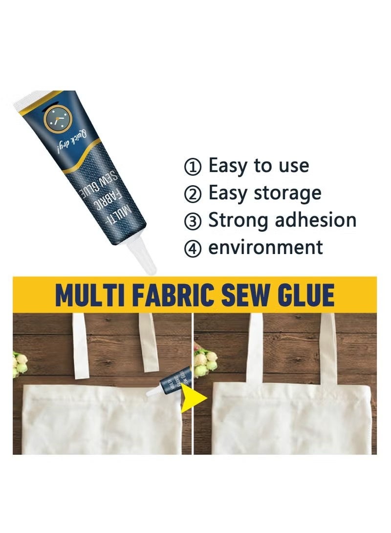 JUE-FISH Quick Dry Multi-Fabric Sew Glue, Fabric Glue Permanent Clear Washable For Patches Drying Waterproof Adhesive All Fabrics, Clothes, Cotton, Flannel, Denim, Leather, Polyester Repair - Image 3