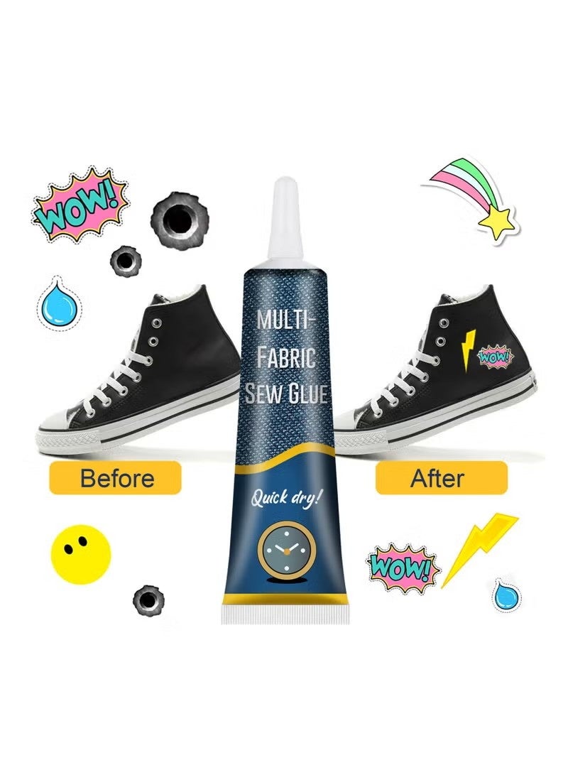 JUE-FISH Quick Dry Multi-Fabric Sew Glue, Fabric Glue Permanent Clear Washable For Patches Drying Waterproof Adhesive All Fabrics, Clothes, Cotton, Flannel, Denim, Leather, Polyester Repair - Image 4