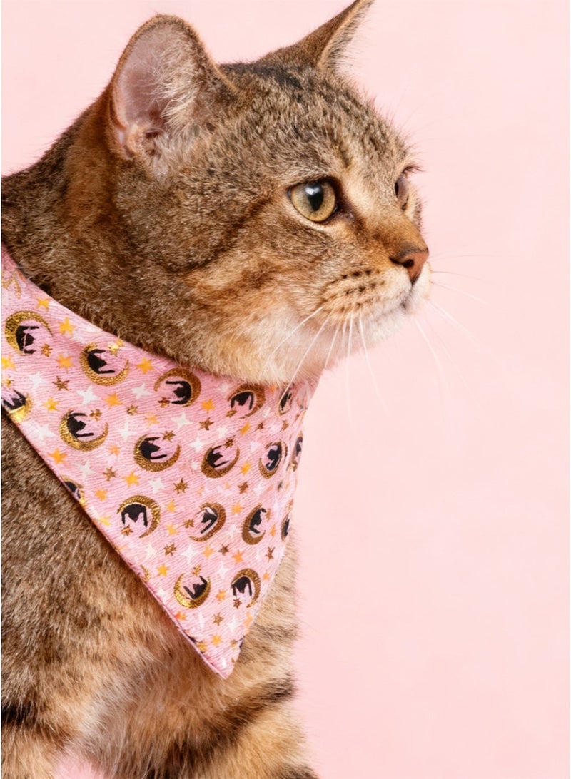 Arabian Moon-Star Cat Collars with Bandana - Adjustable 20-32cm Pet Collars, Islamic Design for Saudi Cats, Breathable Fabric for Hot Climate - Image 1