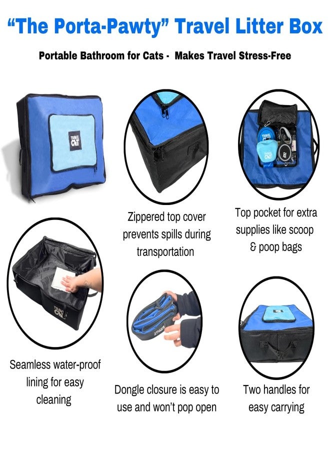 Your Cat Backpack Travel Cat Collapsible Cat Litter Box for Small, Medium, Large Cats & Kittens - Easy Clean, Foldable with Zippered Cover, Extra Pocket & Side Handles - Image 2